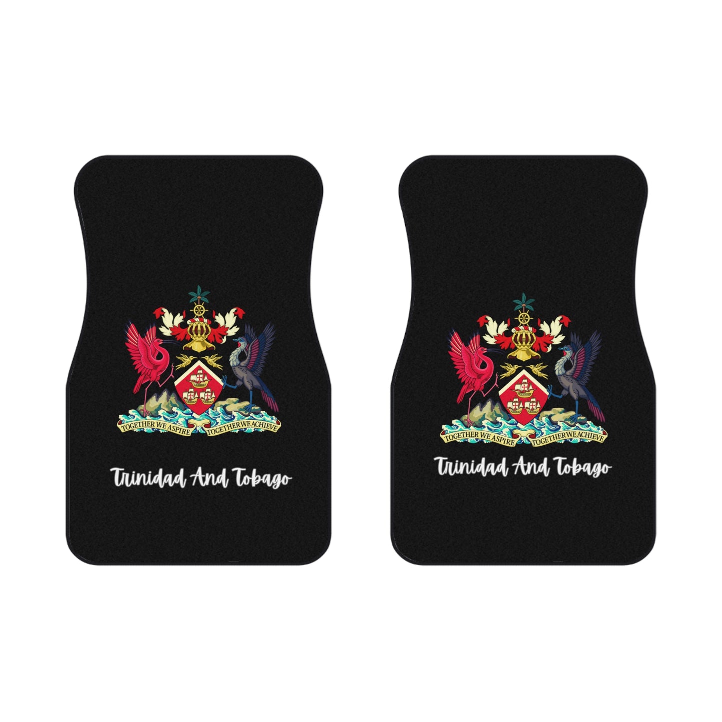 Trinidad and Tobago Car Mats With Coat Of Arms Print (2x Front)