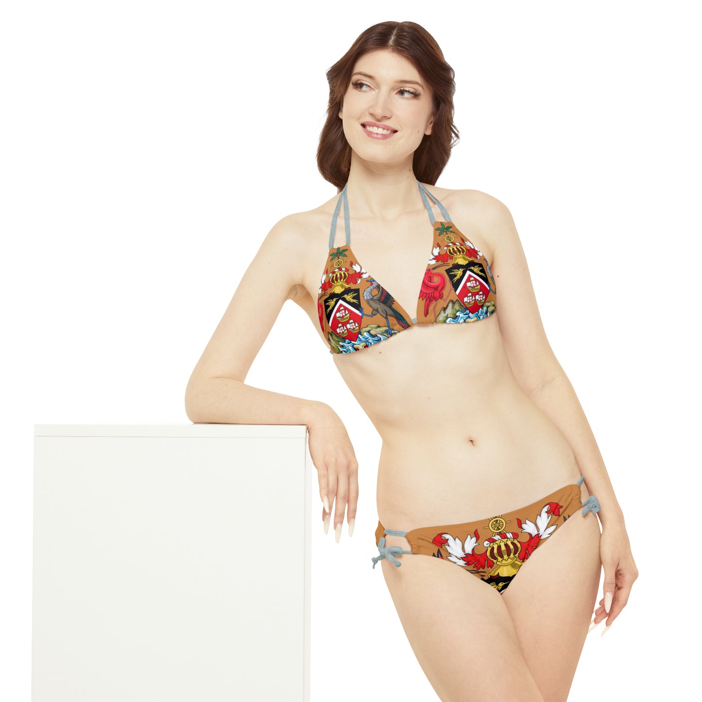 Trinidad And Tobago Strappy Bikini Set Brown