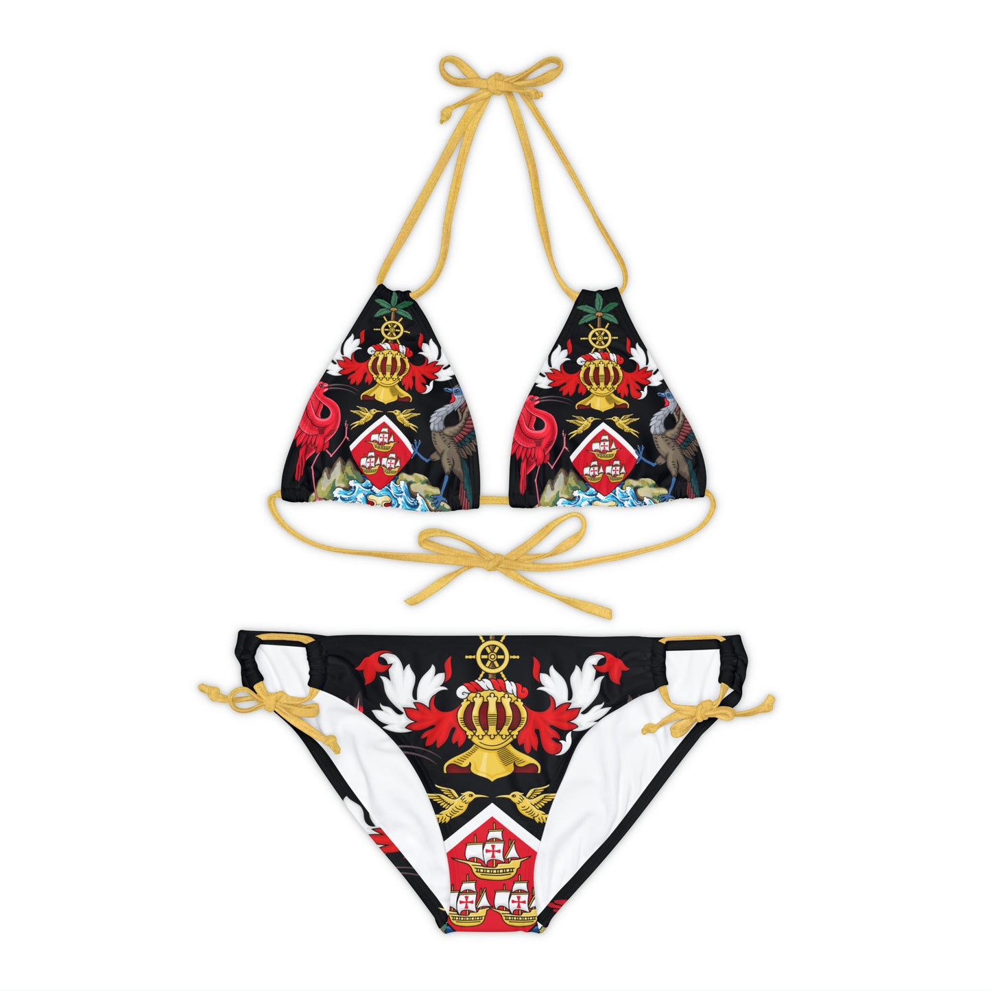 Trinidad And Tobago Strappy Bikini Set Black And Gold
