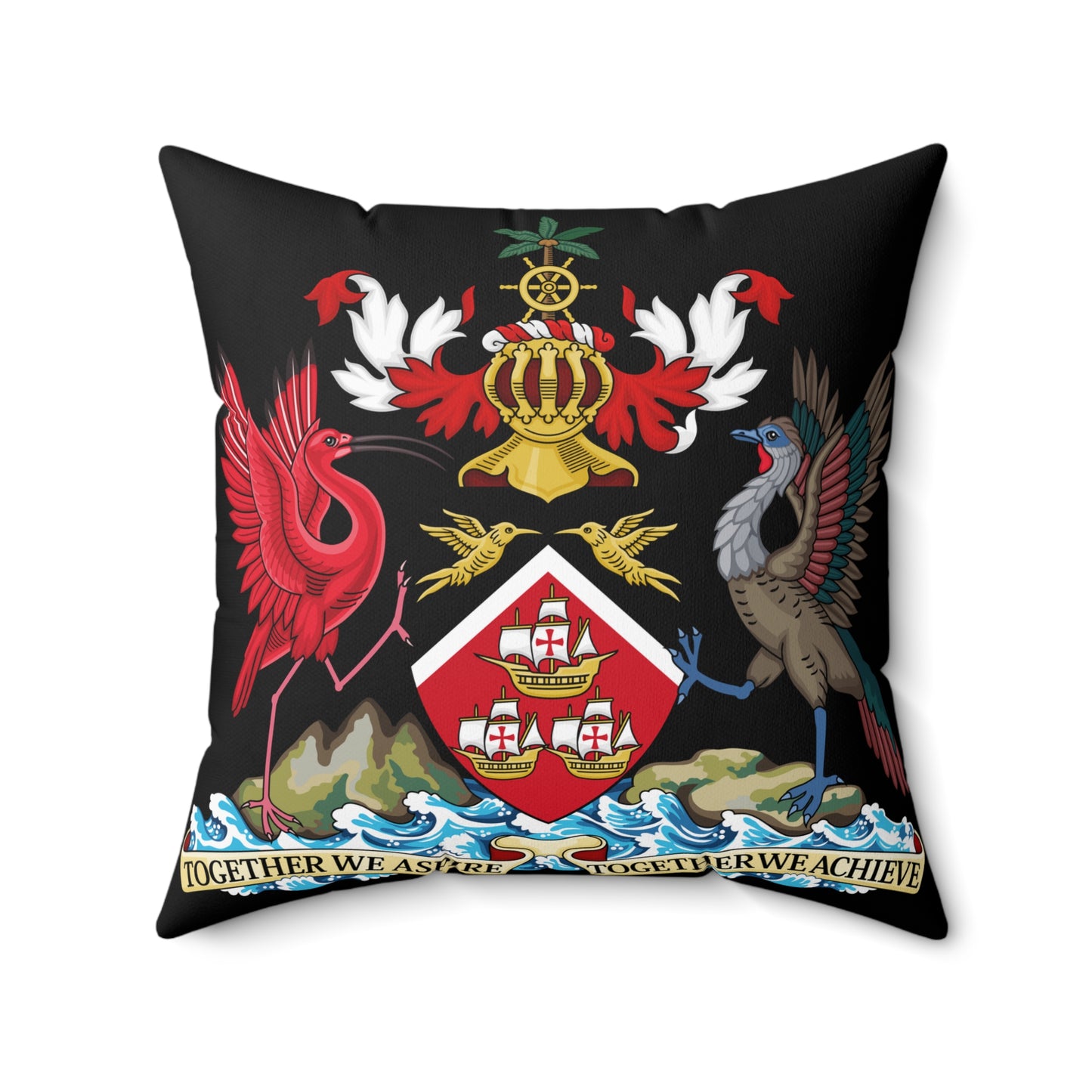 Trinidad And Tobago Square Pillow Black