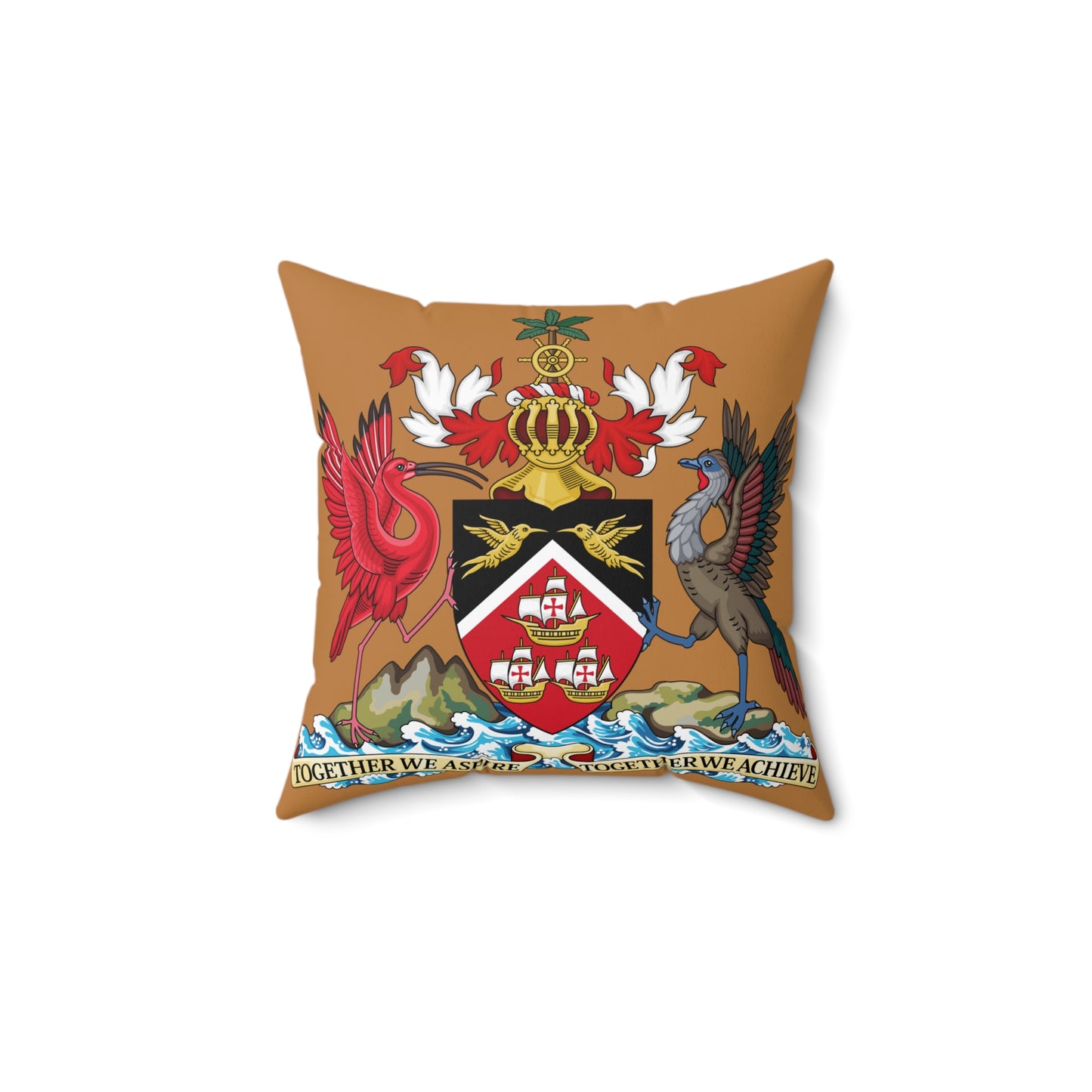 Trinidad And Tobago Square Pillow Light Brown