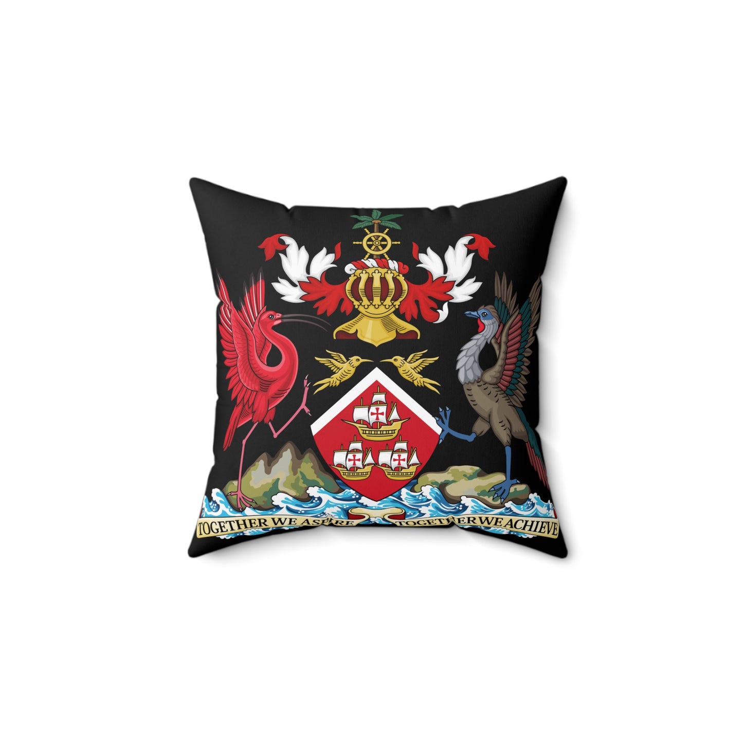 Trinidad And Tobago Square Pillow Black