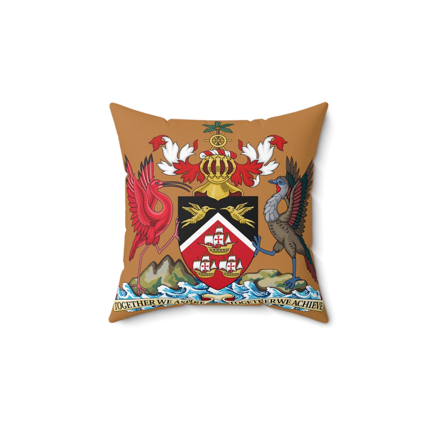 Trinidad And Tobago Square Pillow Light Brown