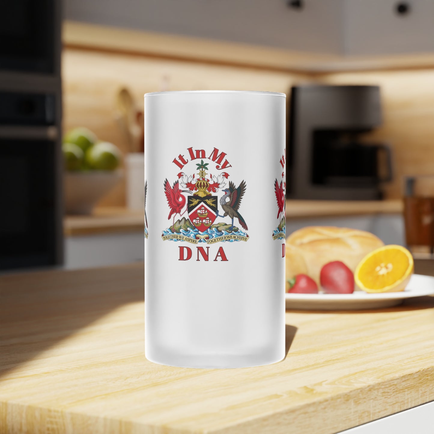 Trinidad And Tobago Frosted Glass Beer Mug
