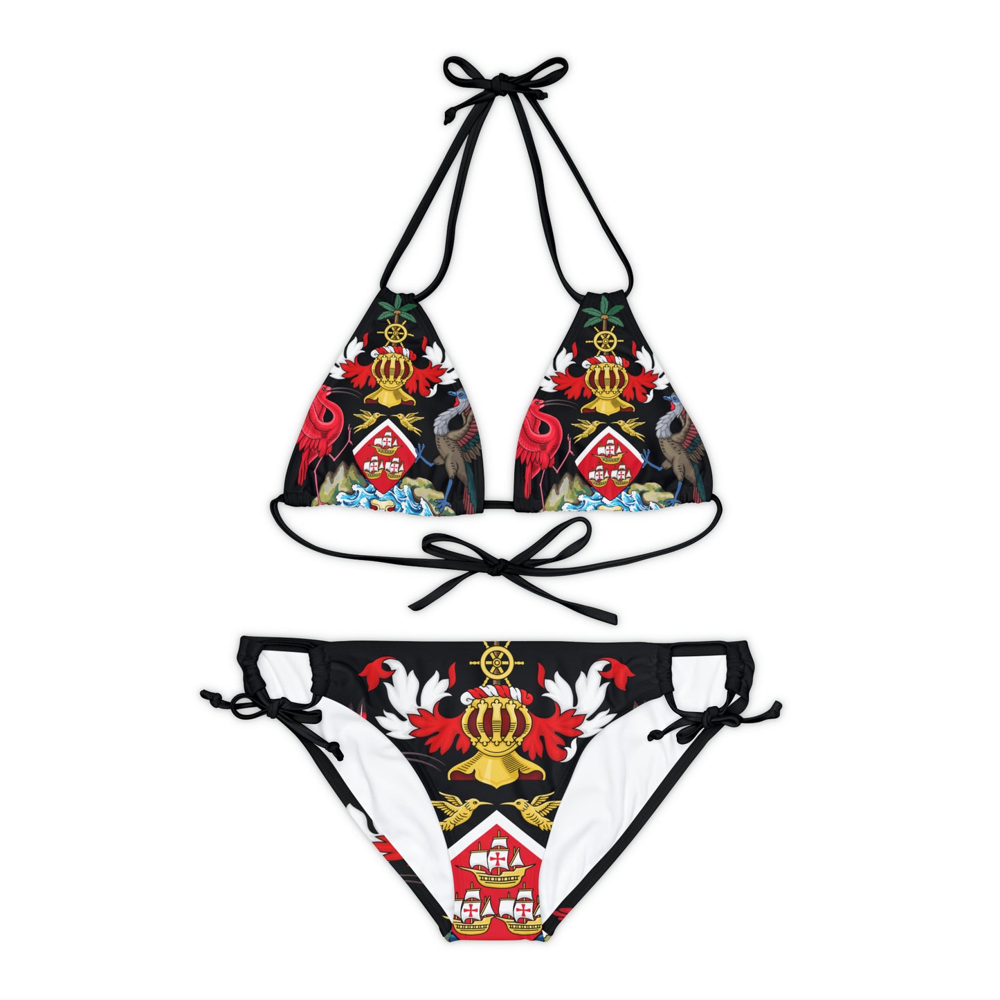Trinidad And Tobago Strappy Bikini Set Black And Gold