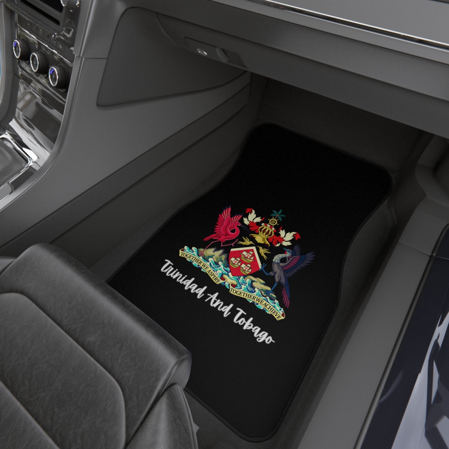 Trinidad and Tobago Car Mats With Coat Of Arms Print (2x Front)