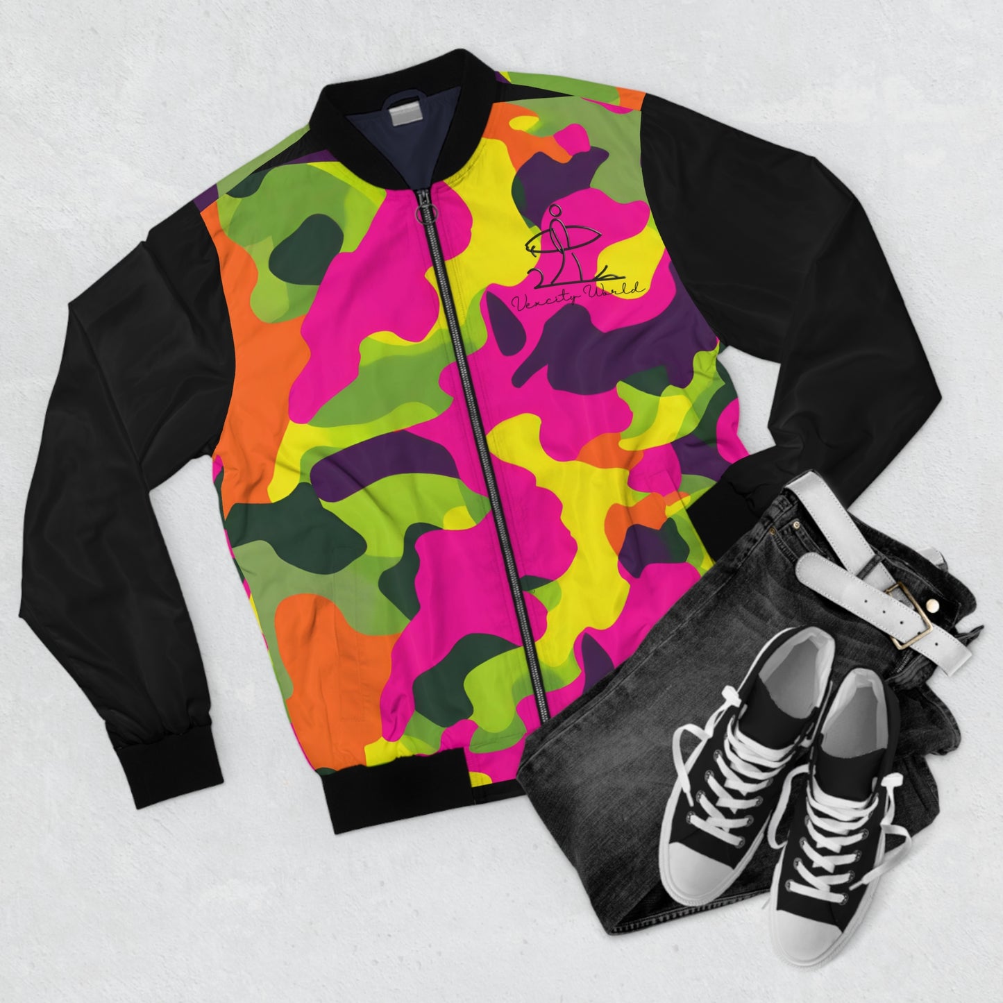 Vexcity World Surfing inspired Bomber Jacket Camouflage