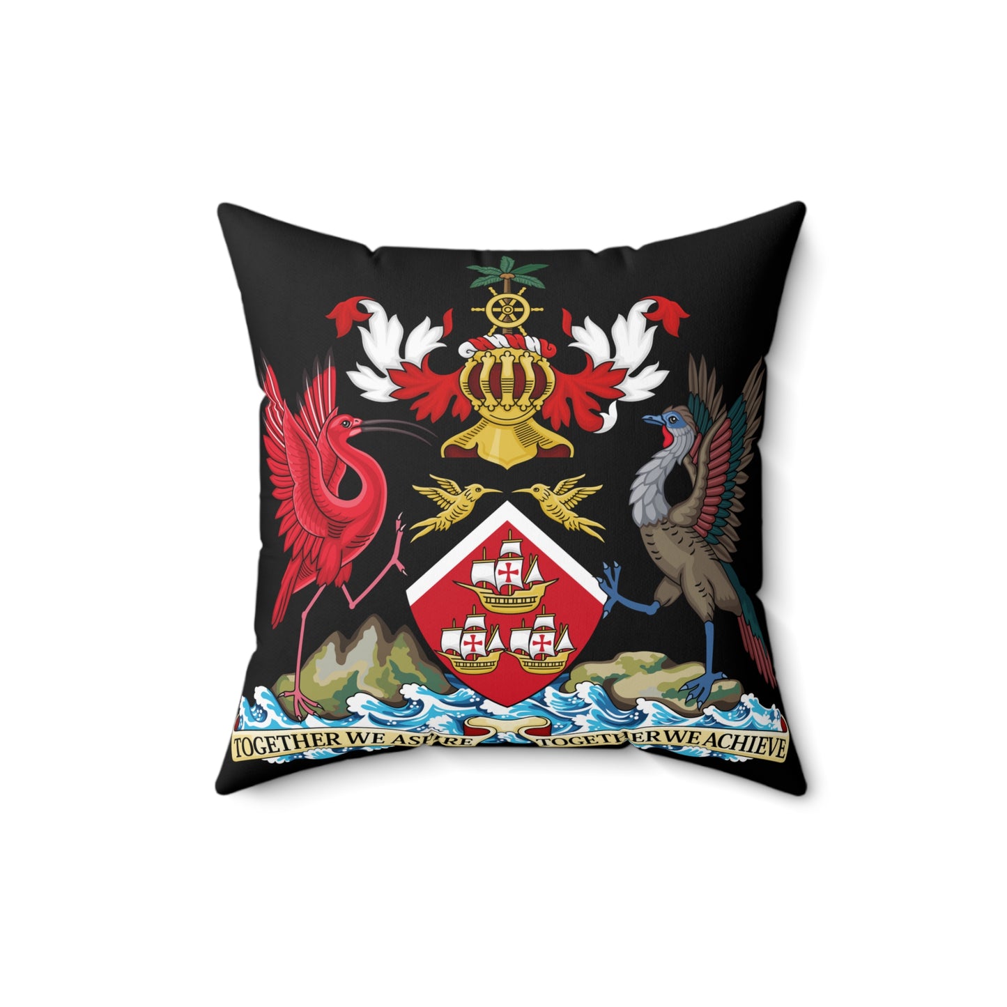 Trinidad And Tobago Square Pillow Black