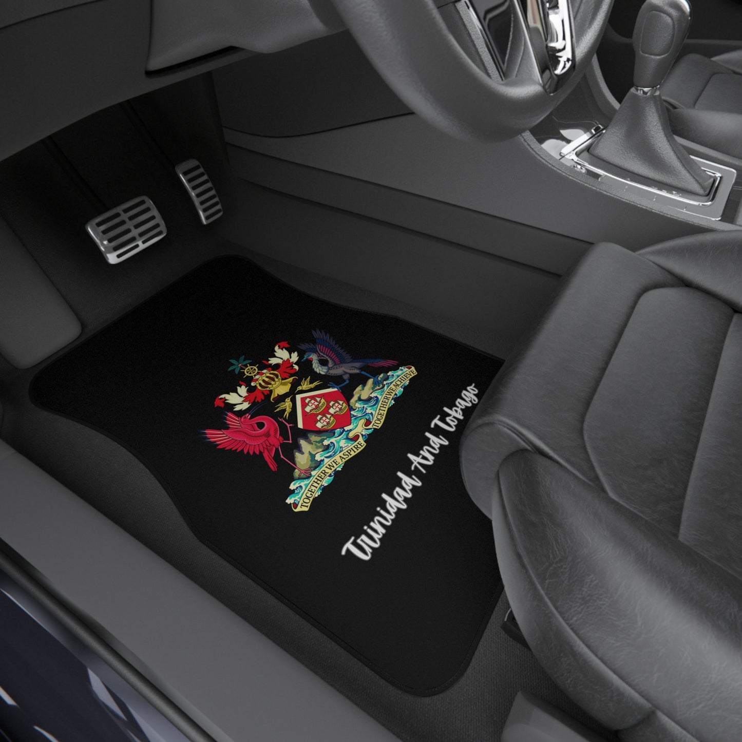 Trinidad and Tobago Car Mats With Coat Of Arms Print (2x Front)
