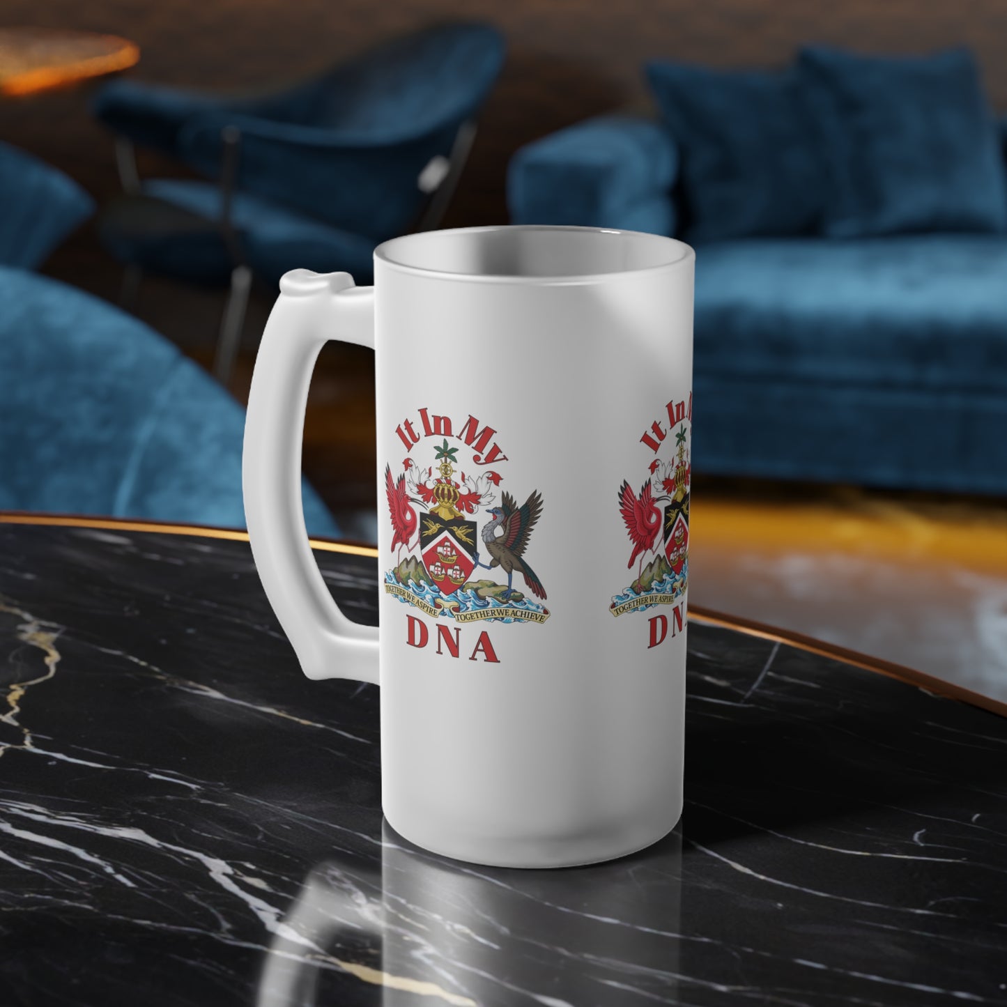 Trinidad And Tobago Frosted Glass Beer Mug