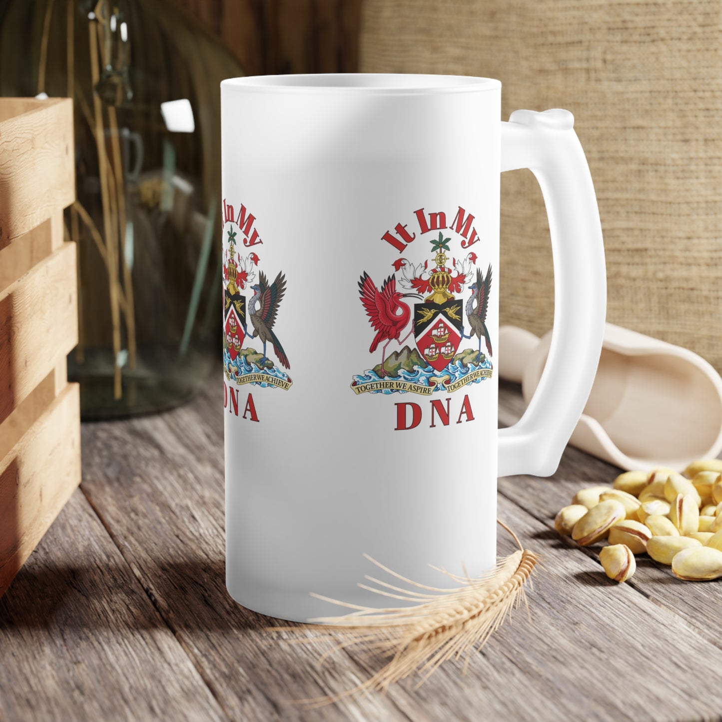 Trinidad And Tobago Frosted Glass Beer Mug